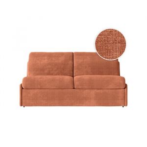 Loungitude Canapé convertible couchage 140x190cm tissu terracotta matelas 13cm