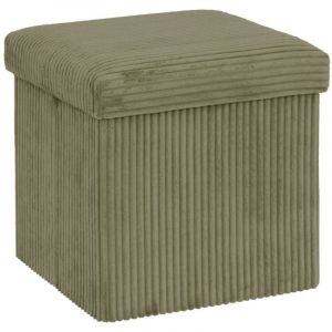 Pouf pliant Arum vert Kaki 38x38cm - Atmosphera createur dinterieur