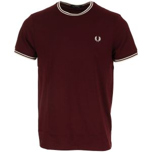 Fred Perry Twin Tipped Oxblood/Ecru - T-Shirt - bordeaux - S - 100% Coton,Jersey