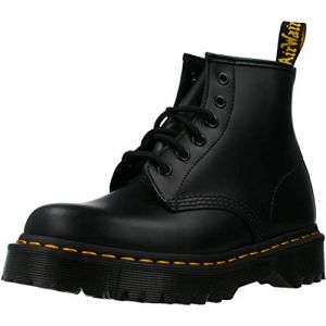 Dr. Martens 6 œillets, Rangers Mixte, Black Smooth, 37 EU