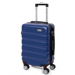 Todeco Valise Cabine 56cm, Rigide e Légère ABS+PC Valise à Main légère avec Coque Rigide, Valise de Voyage, avec 4 Doubles Roues, 56x36x22cm, Bleu foncé