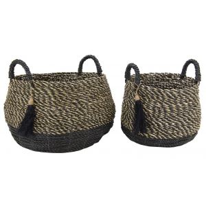 Aubry Gaspard Cache-Pots En Raphia Et En Jonc (Lot De 2)