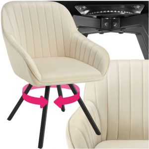 TecTake Chaise pivotante avec accoudoirs rembourrée, aspect velours avec dossier continu