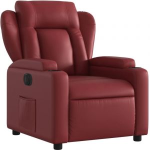 VidaXL Fauteuil Inclinable Électrique, Chaise de Relaxation avec Dossier et Repose-pied Réglables, Siège de Salon, Moderne, Rouge Bordeaux Similicuir