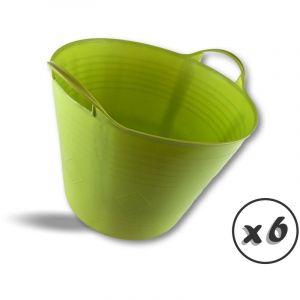 Kibros Seau bassine panier souple - Ø40 - 25 litres - Orange - Lot de 6 - Récipient multifonction polyéthylène plastique flexible résistant