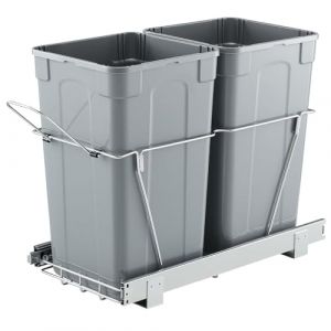 VEVOR Poubelle Coulissante sous &Eacute;vier et sous Plan avec Grande Capacit&eacute; de 2x24,85 L, Collecteur de D&eacute;chets de Cuisine avec Poign&eacute;e, Syst&egrave;me de Tri S&eacute;lectif pour Placard Meuble Bas, Restaurant, Gris