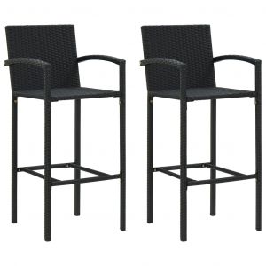 VidaXL Tabourets de bar 2 pcs Noir Résine tressée