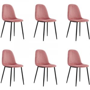 Lot de 6 chaises alveoles Nid d'abeille en velours Rose pieds en métal noir