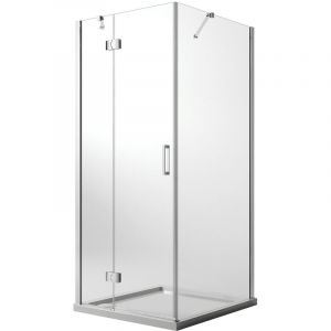 Parois cabine de douche angulaire pivotante verre transparent avec easy-clean h. 190 mod Flip porte + fixe 75X60 cm