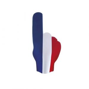 Main Géante en Mousse France 49cm Tricolore Bleu Blanc Rouge pour Supporter de l'équipe de France, Idéal pour Supporter l'équipe de France pendant la Coupe du Monde de Rugby ou de Football