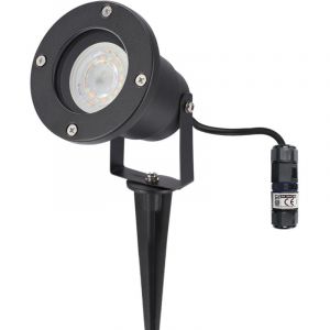 Kit Jardin PRO: Spot à piquer extérieur LED HORTUS Noir IP65 GU10 EDO + Connecteur câble étanche IP68 - prêt à raccorder sans outil