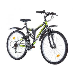 Bachini V&eacute;lo VTT 26'' - V&eacute;lo Tout Suspendu - 18 Vitesses - Transmission Shimano - Freins V-Brake en R&eacute;sine Noire - Jantes Alu.