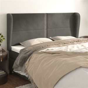 VidaXL Tête de lit avec oreilles Gris foncé 163x23x118/128 cm Velours