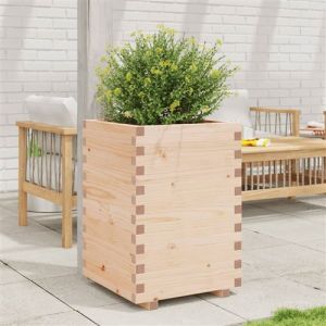 VidaXL Jardinière 50x50x72,5 cm bois de pin massif, jardinière d'extérieur, bac à fleurs, bac à tomates, jardinière de terrasse, bac à pommes de terre