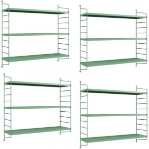 [en.casa] - Lot de 4 étagères murales Strängnäs acier 50 x 60 x 15 cm vert pastel mat