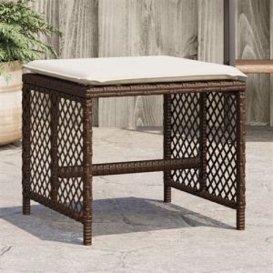 VidaXL Tabourets de jardin et coussins lot de 4 marron résine tressée