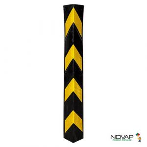 Novap Profilé de protection d'angle rétroréfléchissant en caoutchouc - 800 x 90 x 90 mm - Plat - Jaune/Noir - 8004026