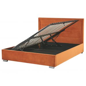 Beliani Lit double en tissu orange 160x200