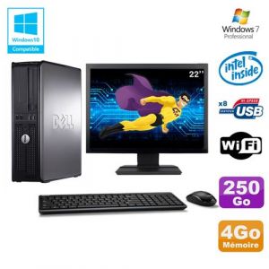 Dell Pc optiplex 780 dt intel e5200 2,5ghz 4go 250go wifi win 7 ecran 22'
