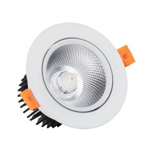 Ledkia - Spot Downlight led cob Dimmable Orientable Rond Blanc 12W Coupe &oslash; 90mm Blanc Neutre 4500K 60&ordm;