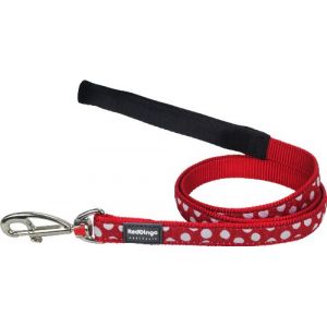 Image de RedDingo Laisse confort pour chien Rouge Pois Blanc 1,20 m 20 mm