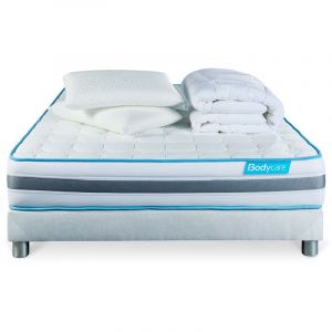 Image de Body Care Pack BODYZONE 140x190 Ressorts ensachés 3 zones Ultra épaisseur + Couette + 2 oreillers 140 x 190 cm Blanc