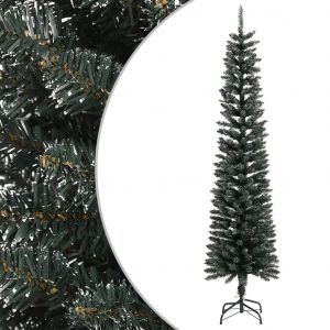 VidaXL Sapin de Noël artificiel mince avec support Vert 240 cm PVC