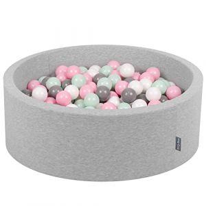 90X30cm/200 Balles Piscine à Balles Pour Bébé Rond Fabriqué En ue, Gris Clair:Blanc/Gris/Menthe/Rose Poudré - gris clair:blanc/gris/menthe/rose