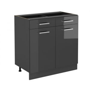 Image de Meuble cuisine R-Line, Anthracite Haute brillance, 80cm sans pt Vicco