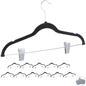 Lot de 12 cintres pinces en velours noir 13_0000754