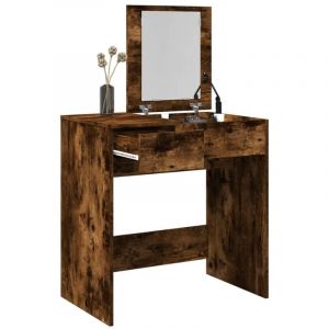 VidaXL Coiffeuse avec miroir chêne fumé 73x46,5x120 cm, table de maquillage, coiffeuse de chambre à coucher, coiffeuse avec miroir