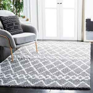Tapis de salon interieur en gris clair & cr&egrave;me, 155 x 229 cm