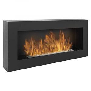 Divina Fire - Cheminée murale au bioéthanol Siena Noir l 90 x p 12 x h 40