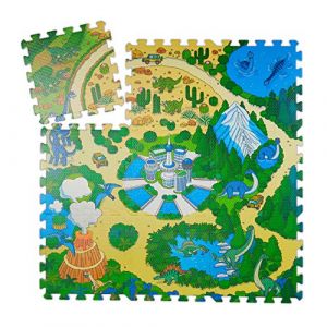 Relaxdays Tapis de jeu 9 pièces de puzzle pour enfants sans polluants mousse EVA 90 x 90 cm multicolore