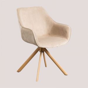 Pack de 2 Chaises de Salle à Manger en Velours Lucy SKLUM Bois Naturel Lin 85 cm