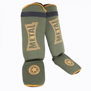 Metal Boxe Protège-tibias boxe Thaï + pied coton Military