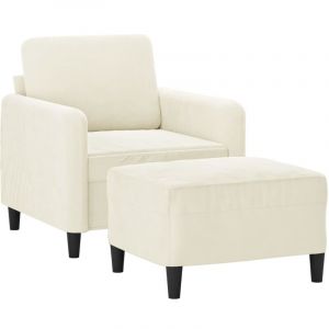 VidaXL Fauteuil avec repose-pied Crème 60 cm Velours