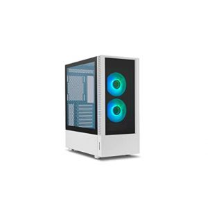 Nox Hummer Nemesis -NXHUMMERNMSSWH- Semitour Micro ATX Côté et Frontal en Verre trempé, Ventilateurs infinies LED ARGB, jusqu'à 8 Ventilateurs, Graphiques Grande Taille, USB 3.0, blanche