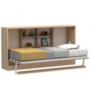 Lit escamotable horizontal MULTIMO couchage 90x200cm chêne