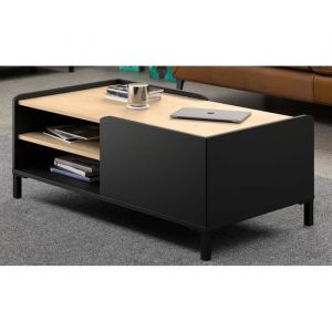 GAMI AMSTERDAM Table basse - Made in France - Décor chataigner et noir - L 106 x P 60 x H 42 cm