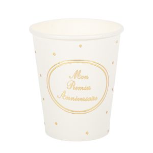 8 Gobelets en carton Mon Premier Anniversaire 255 ml Couleur Blanc Taille Taille Unique