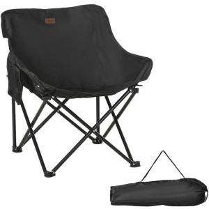 Outsunny Chaise de camping pliable avec sac de transport et pochette de rangement acier oxford noir 61x54x66cm Noir
