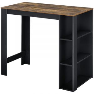 Helloshop26 - Table de bar design avec surfaces de rangement table bistrot avec 3 étagères panneaux de particules 110 x 50 x 103 cm noir chêne foncé