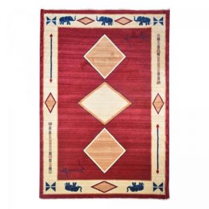 Tapis salon motif simple doux et soyeux, rouge 120x180