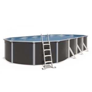 Trigano Piscine hors sol acier ovale 9,15 x 4,55 x 1,32 m anthracite VARUNA