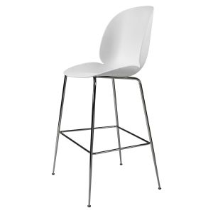 Gubi Tabouret Beetle Bar Chair Base Chrome Noir (Alabaster White - Polypropylène Et Acier)