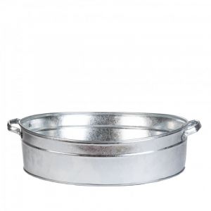 AC-Déco Outils et accessoires de jardinage - Bassine ovale - L 45,2 x l 58,5 x H 15,4 cm - Zinc Argenté