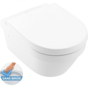 Villeroy & Boch Architectura Cuvette sans bride à fond creux, fixations invisibles, DirectFlush + Abattant softclose (SetArchitectura2)