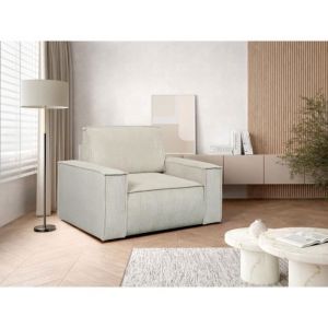 Fauteuil en velours côtelé beige AMELIA