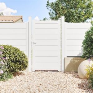 Portillon pr&ecirc;t &agrave; poser ily Blanc 9016 L106 cm x 177cm en aluminium belty